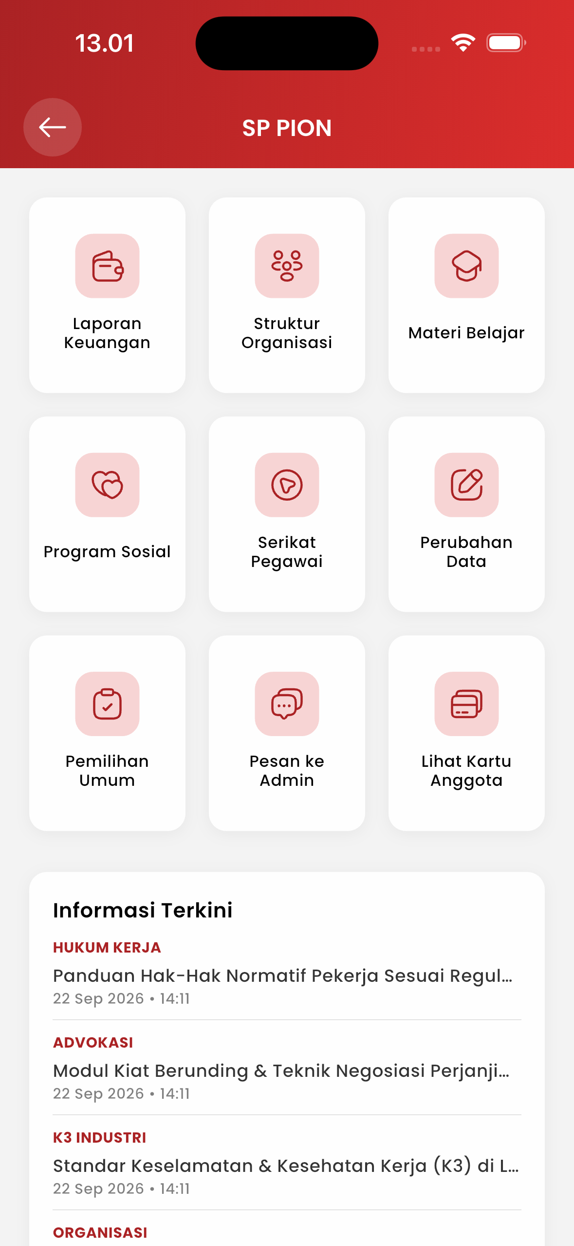 Portal Menu Layanan Mobile